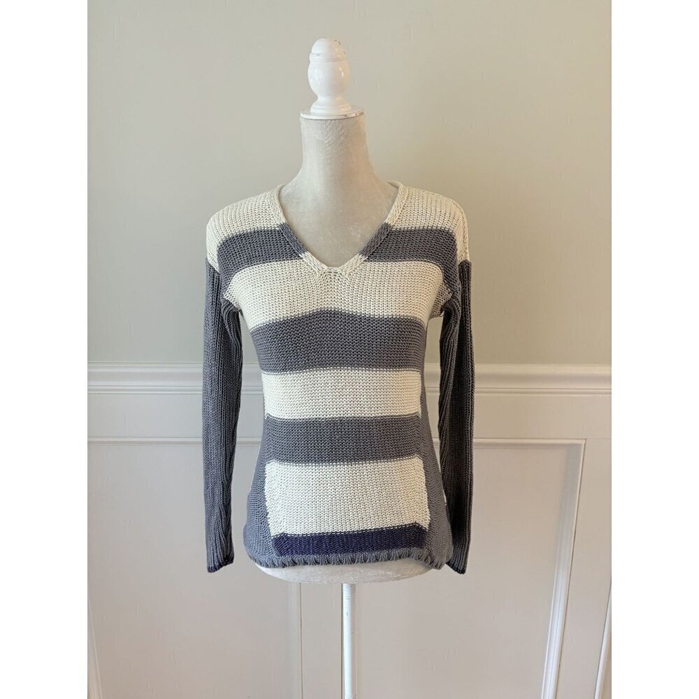 Stitch Fix RD Style Rugby Stripe Sweater Gray Ivory S
